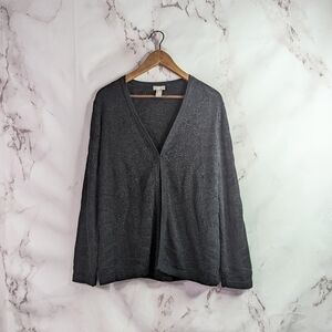 Chicos Cardigan Black Sparkle Size Small 0 Women Sweater Metallic Animal Zebra